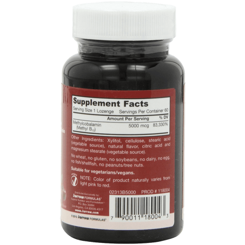 Jarrow Formulas Methylcobalamin Methyl B12 5000mcg 60 Lozenges