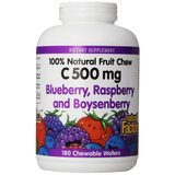 Natural Factors Vitamin C Blueberry Raspberry Boysenberry Chewables 500mg Wafers 180Count