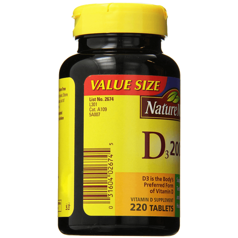 Nature Made Vitamin D3 2000 IU Value Size 220 Count