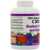 Natural Factors Vitamin C Blueberry Raspberry Boysenberry Chewables 500mg Wafers 180Count
