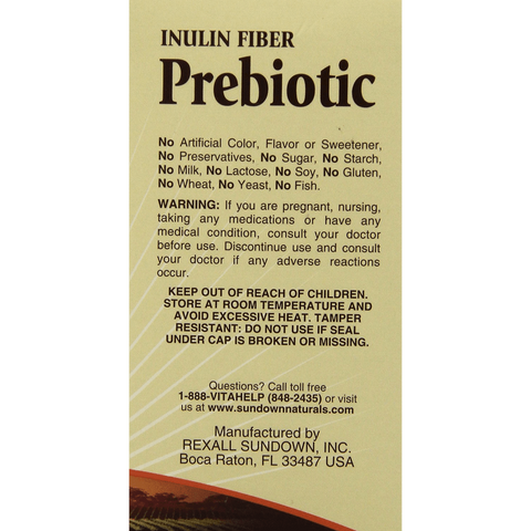 Sundown Naturals Inulin Fiber Prebiotic Mineral Supplement Capsules 90 Count